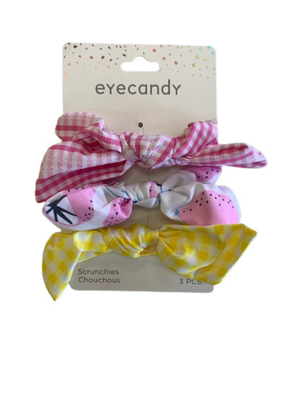 3-Pack of Scrunchies with Gingham and Bow