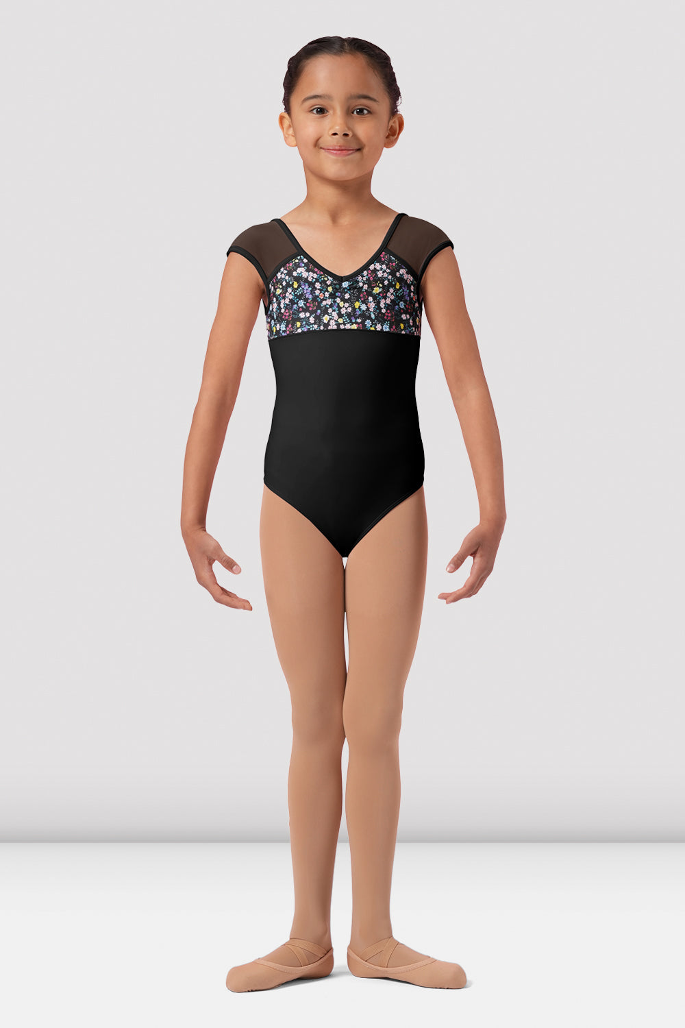 Ditsy Mesh Cap Sleeve Leotard