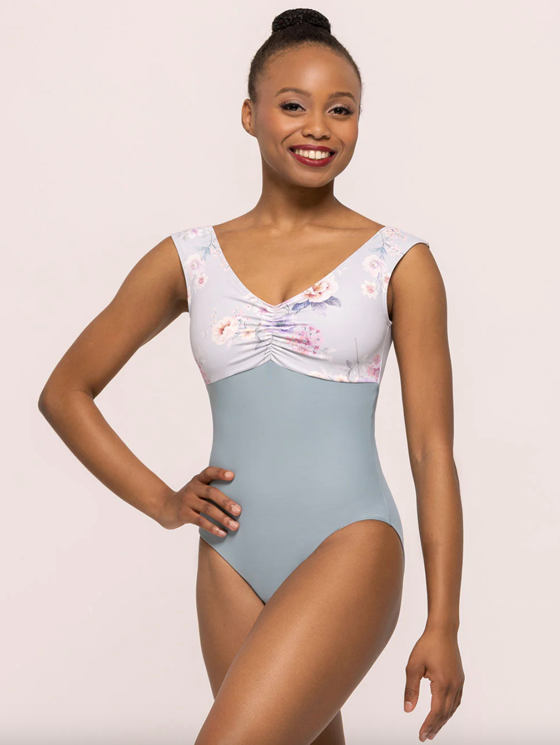 Sophia Tank Leotard with Pinch Front in Just Friends Powder Blue