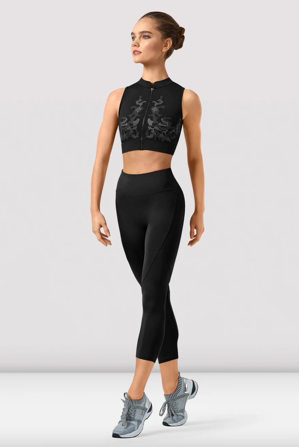 Bloch Rayna Zipper Mirage Print Crop Top Z9345