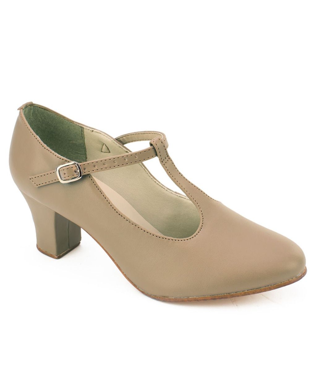 Tan t strap character shoes sales