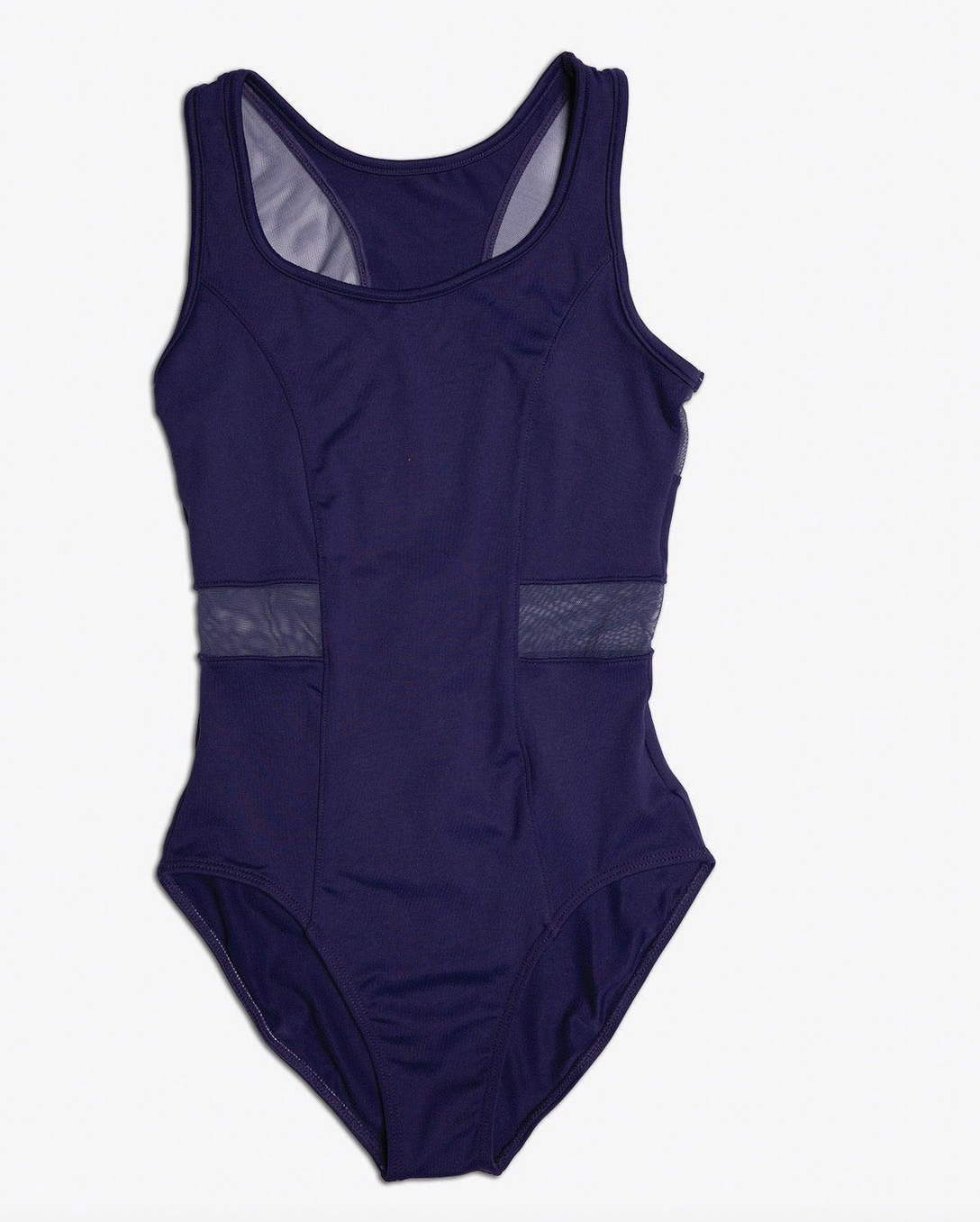 Tank Princess Seamed Leotard with Mesh Racerback and Waist Accent